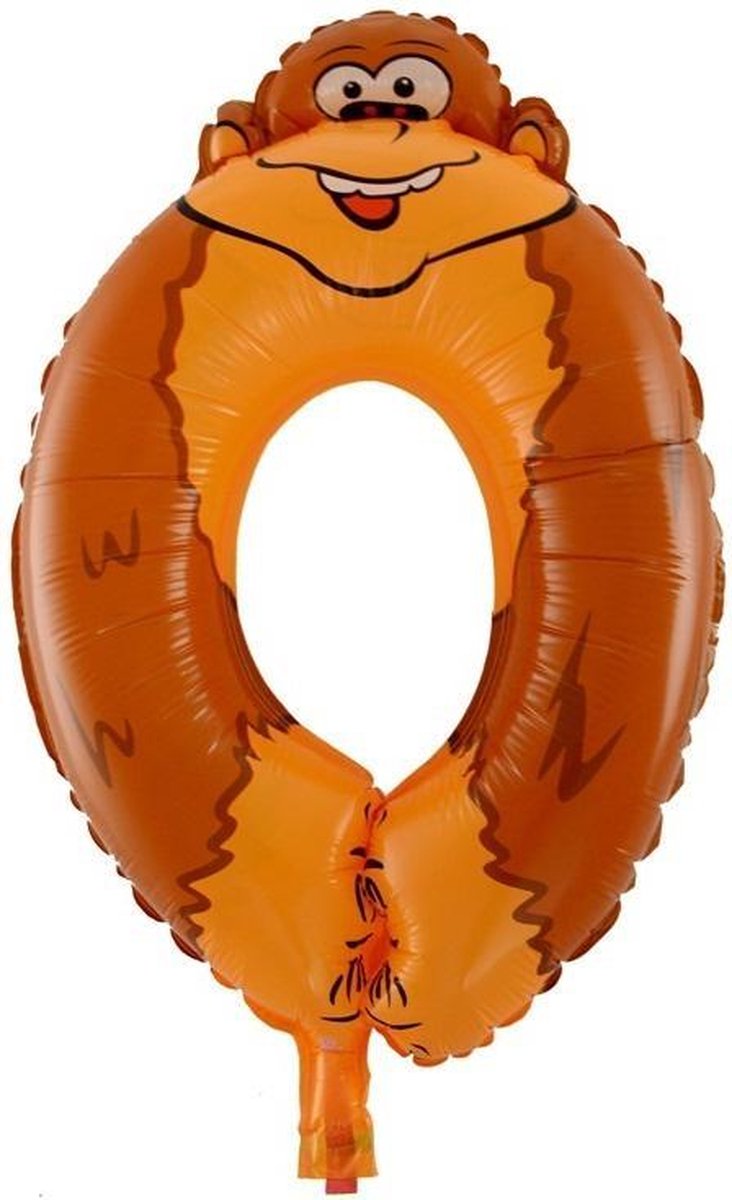 Ballon cijfer 0 dieren 40cm