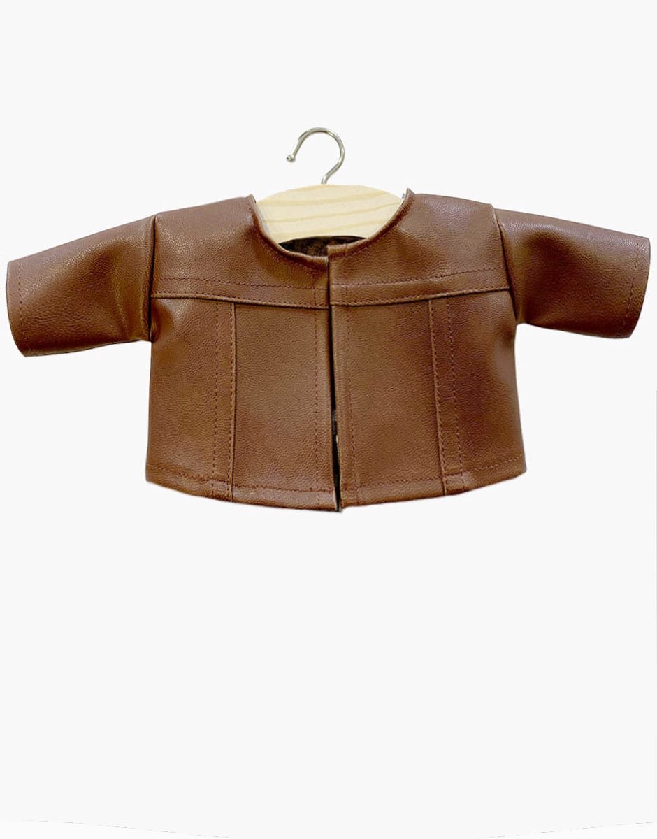 Minikane Poppenkleding Bruine Kunstleren Jack 34 cm