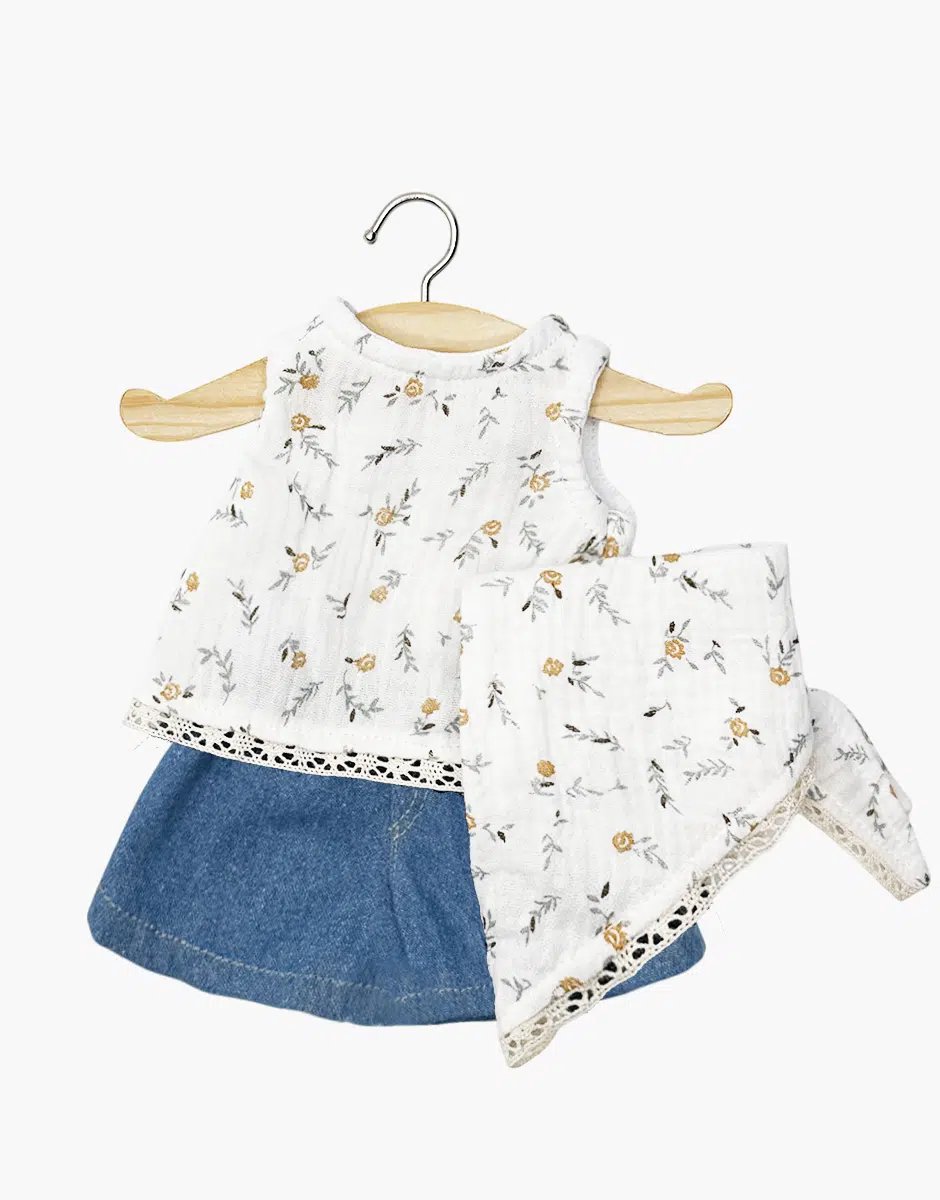 Minikane Poppenkleding Kledingset Bloemetjes met Rok 34 cm