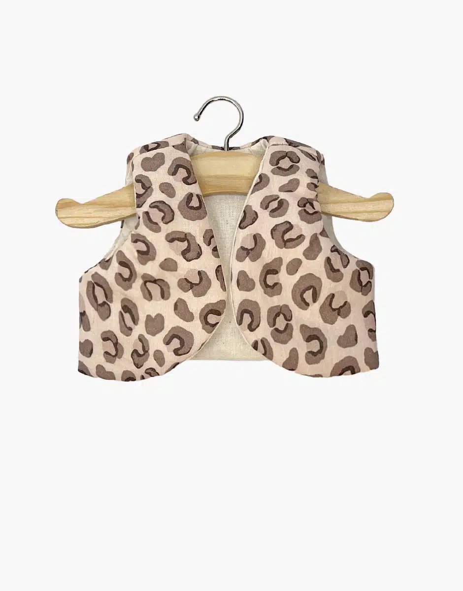 Minikane Poppenkleding Panterprint Gilet 34 cm