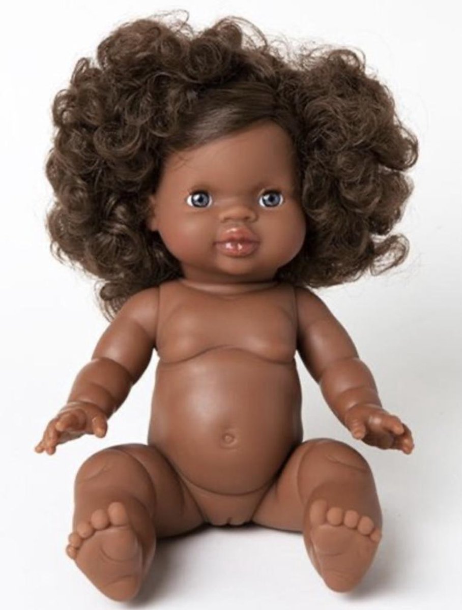 Minikane donkere pop Gordi Charlie blauwe ogen 34cm