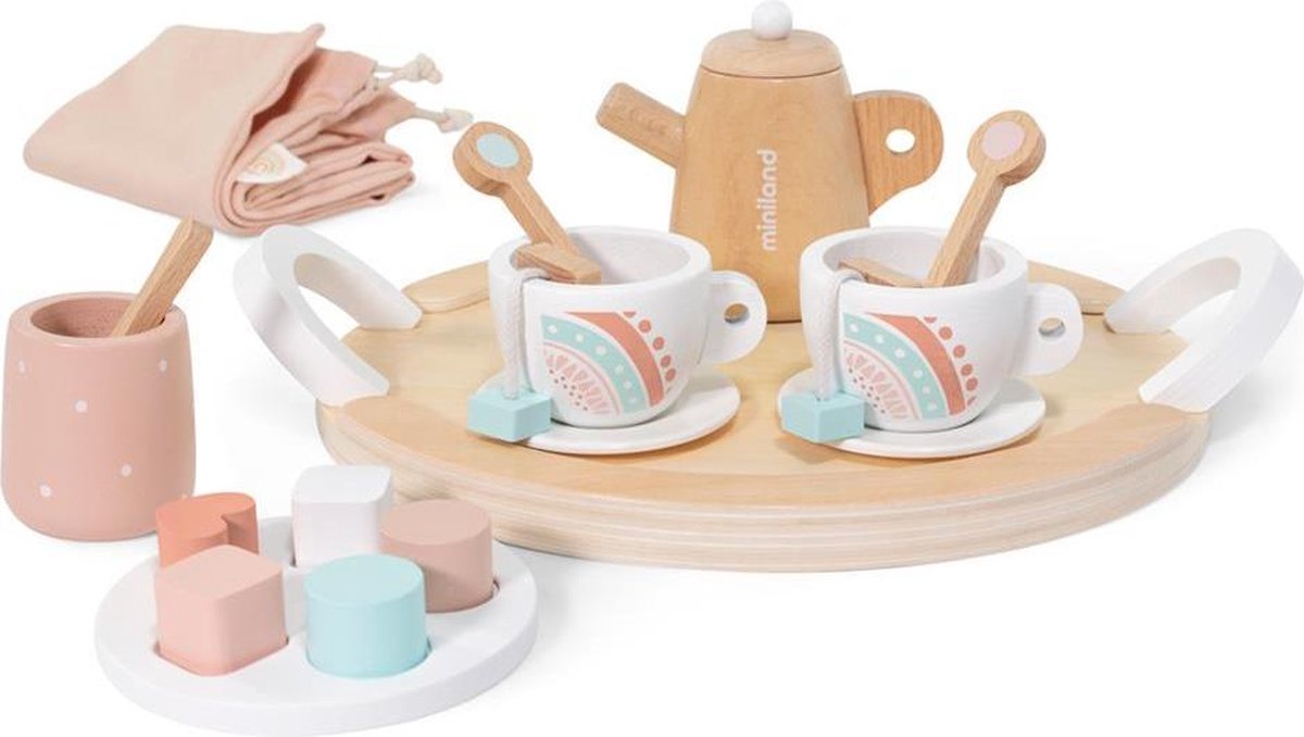 Houten theeset (18 delig)