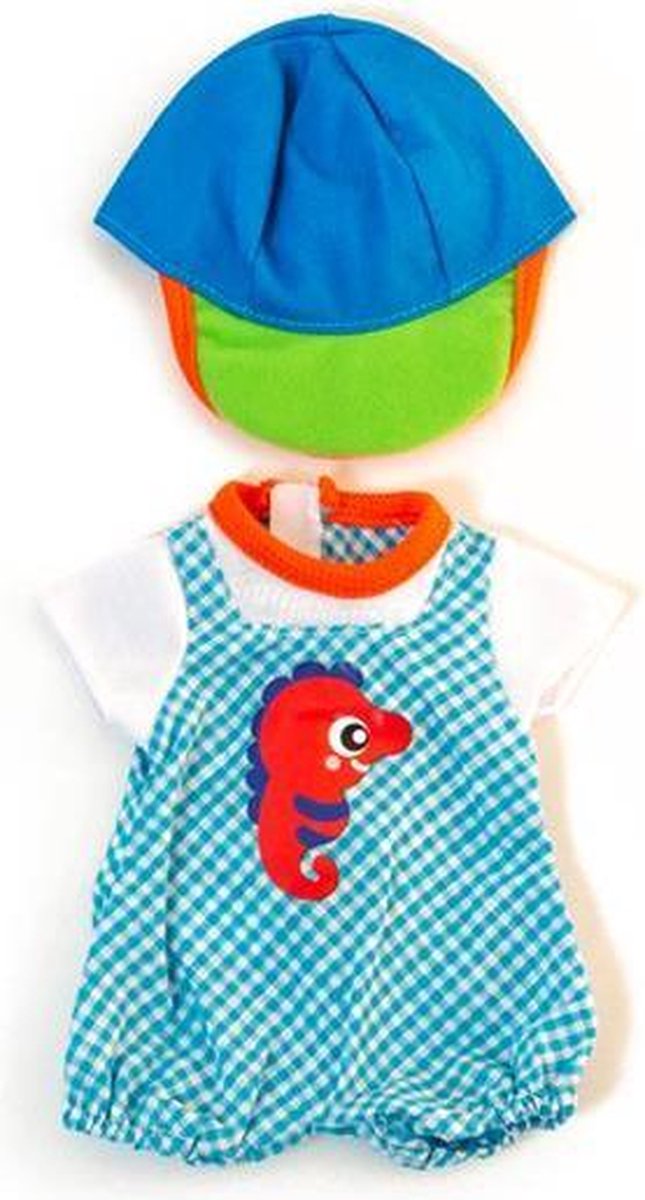 ML Poppen: KRUIPPAKJE voor jongen 32cm, 2-delig, plastic zakje met kapstok, 3+