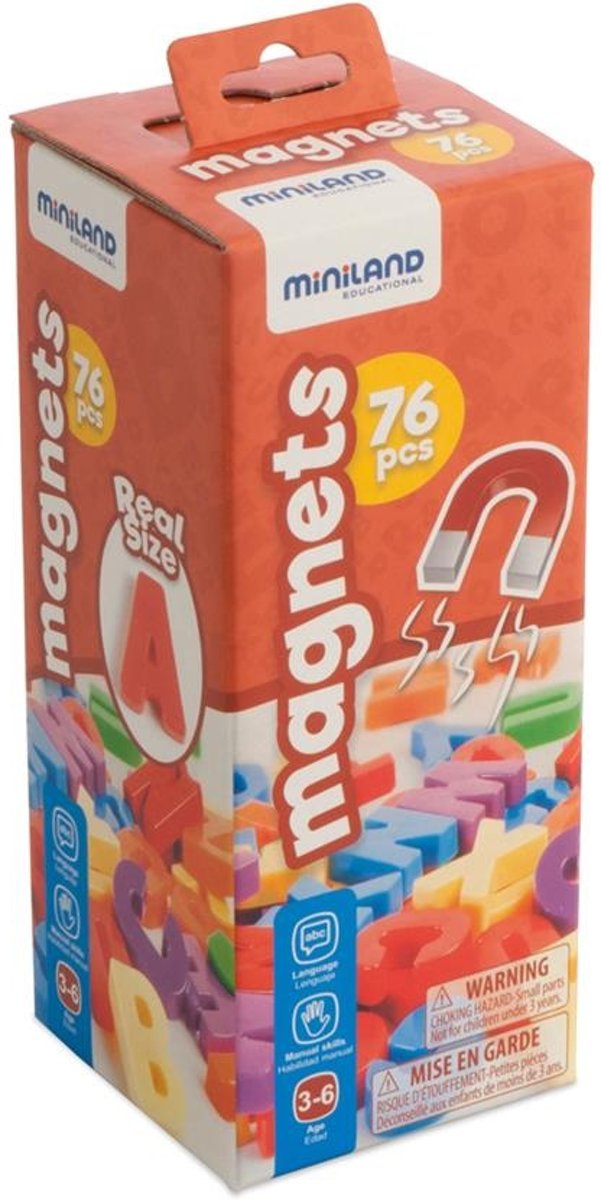 ML Taal: MAGNETISCHE HOOFDLETTERS 3cm, 76-delig, 20 klinkers en 46 medeklinkers,