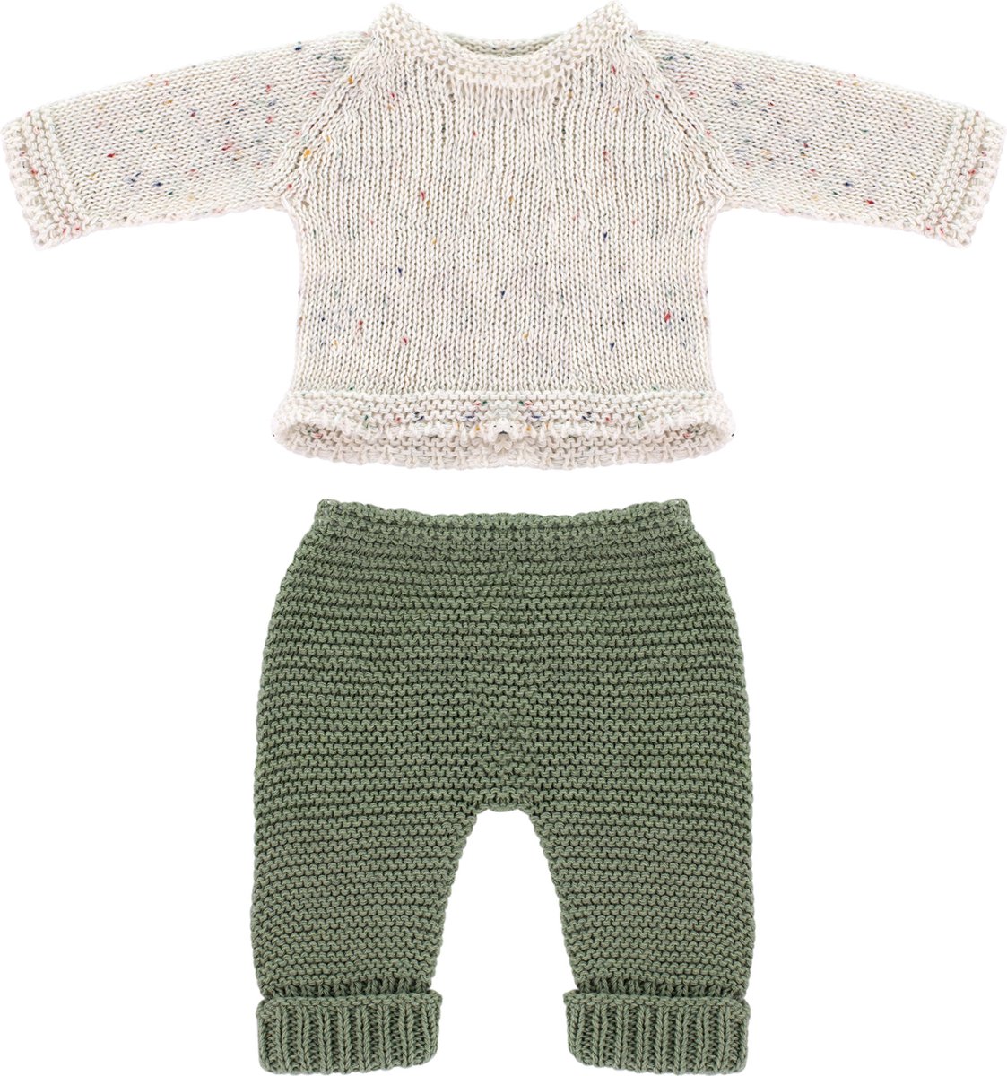   Gebreide Outfit Trui En Broek 32 Cm Beige