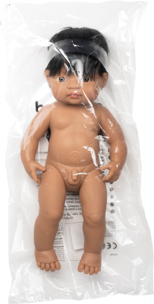 Miniland pop jongen 38cm educatief speelgoed realistisch vinyl.