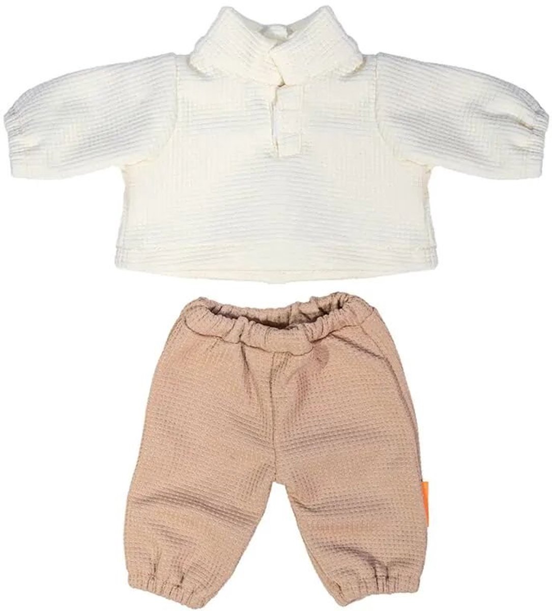 Miniland poppenkleding sweater en broek 38cm roze katoen.