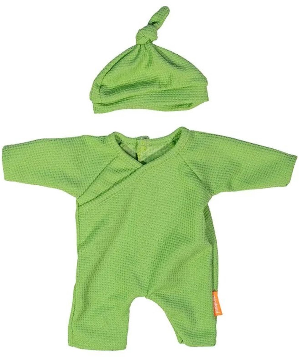 Miniland poppenpyjama met muts 32cm - poppenkleding set.