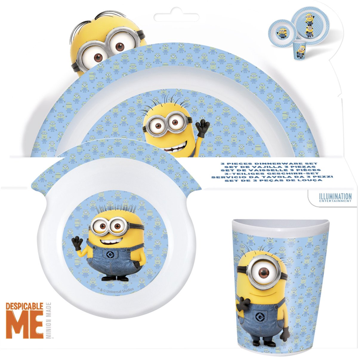 Minions ontbijtset 3 delig Beker bord Schaal