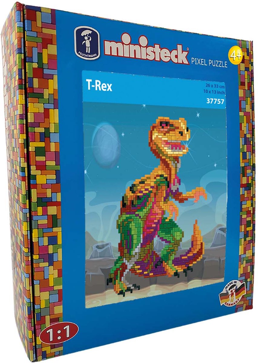 Ministeck mozaïek T-Rex XL Box - 1200 stuks - creatief speelgoed.