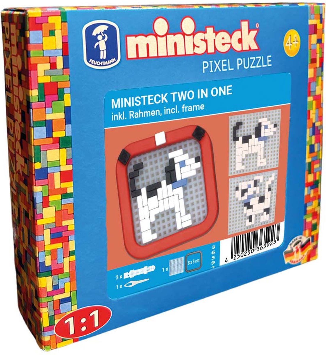 Ministeck mozaïek hond - creatieve set in kleine box.