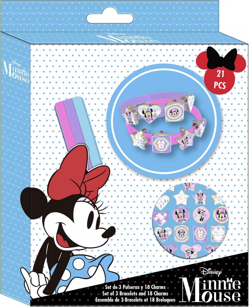 Minnie Mouse Bedelarmbanden Diy Meisjes Paars/roze 21-delig