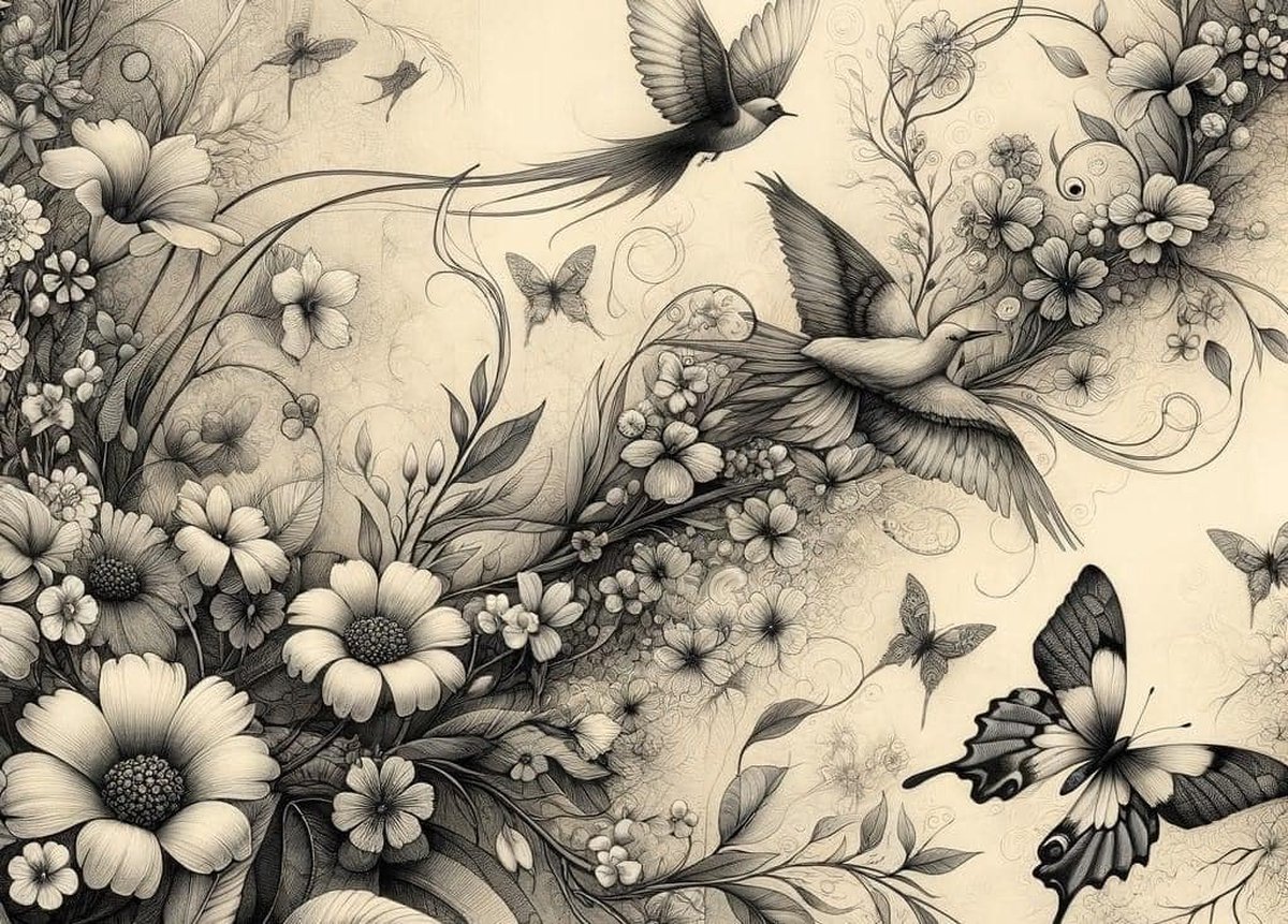 Botanical In Black & White- Mint by Michelle decoupage papier A1