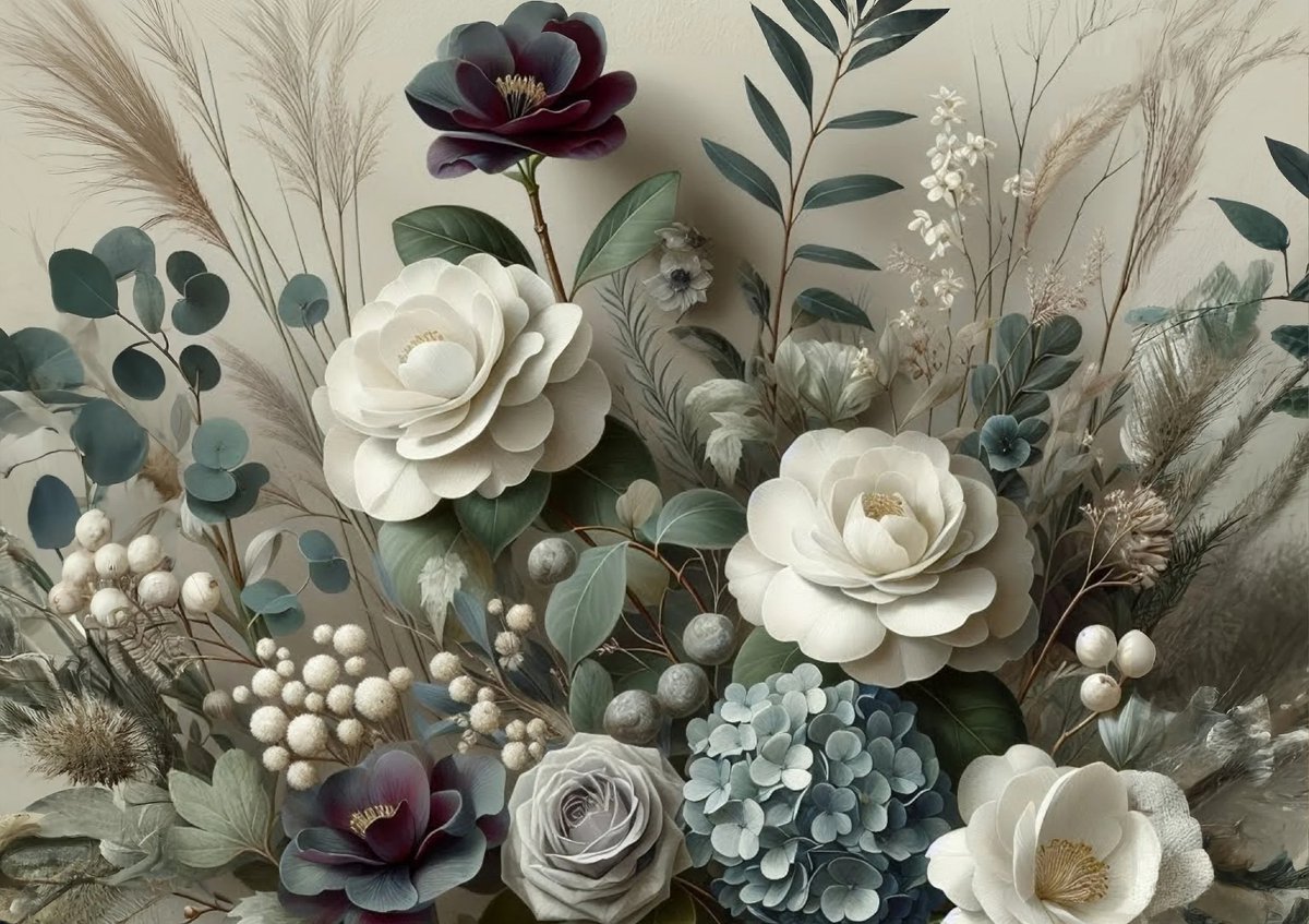 Winter Petals- Mint by Michelle decoupage papier- A1