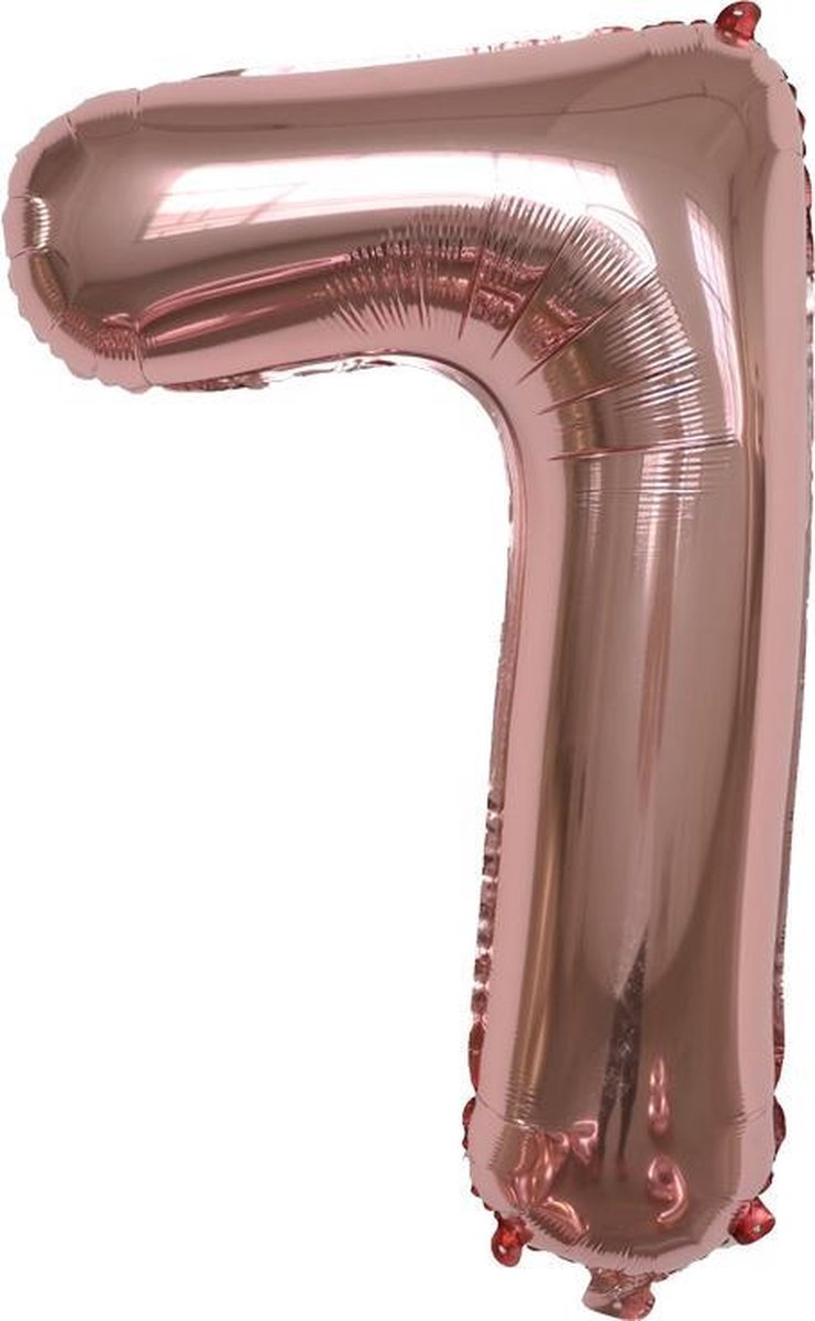 Folie Ballonnen Cijfer 7 , Rose Goud, 62cm, Verjaardag, Feest, Party, Decoratie, Versiering, Miracle Shop