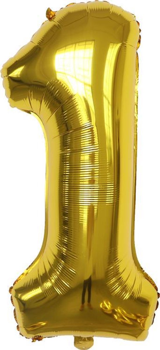 Miracle Shop Folie Ballonnen Cijfer 1 , Goud, 62cm, Verjaardag, Feest, Party, Decoratie, Versiering
