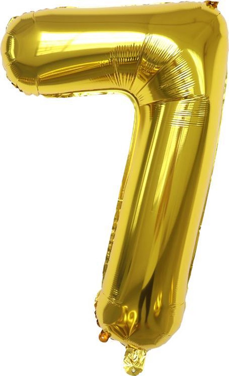 Miracle Shop Folie Ballonnen Cijfer 7 , Goud, 62cm, Verjaardag, Feest, Party, Decoratie, Versiering
