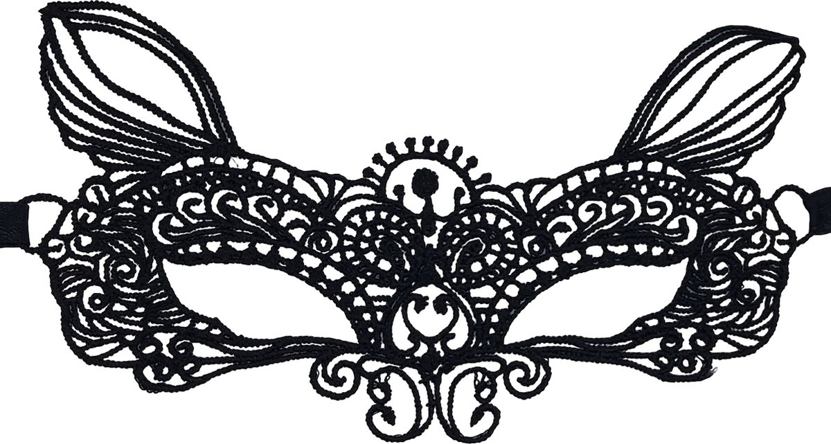 Miresa - Cat Face Masker - Maskerade - Voor Ogen - Gala / Bal - Zwart - Kant - MM014