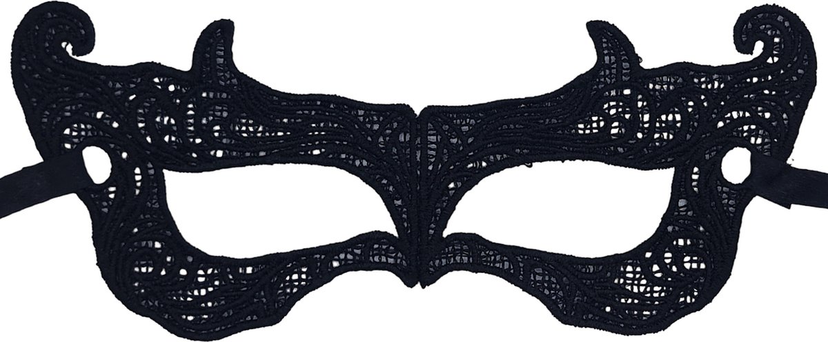 Miresa - Masker MM040 - Sexy stout duiveltje - Zwart kant - Voor carnaval, halloween of themafeest