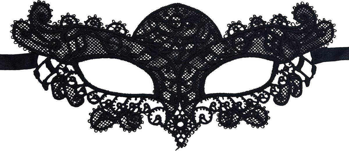 Miresa - Masker MM051 - Venetiaans oogmasker van zwart kant, leuk voor carnaval, handig voor cam
