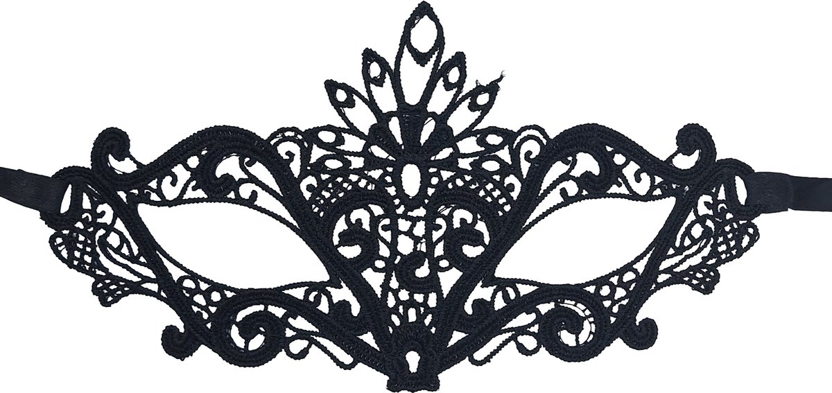 Miresa - Masker MM060 - Mysterieus venetiaans verkleedmasker - Burlesque - Zwart kant