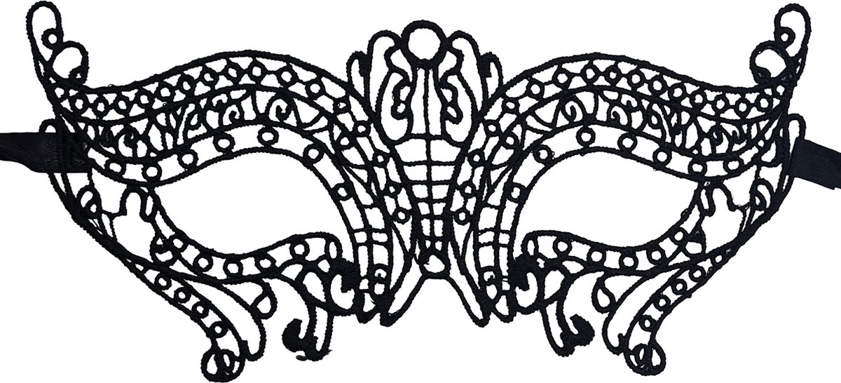 Miresa - Masker MM064 - Venetiaans masker voor themafeest - Sexy kant - Zwart