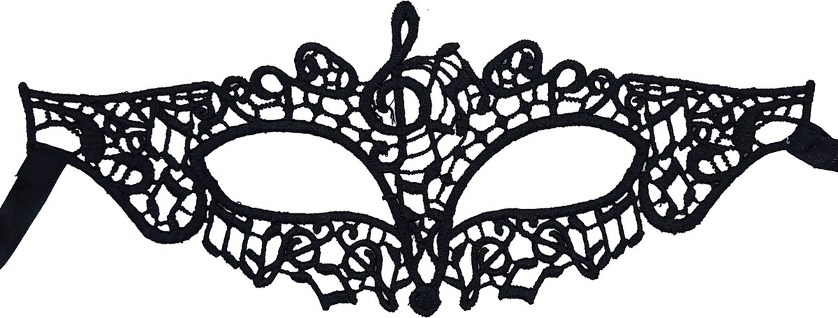 Miresa - Masker MM071 - Open venetiaans kanten masker - Dare me - Zwart