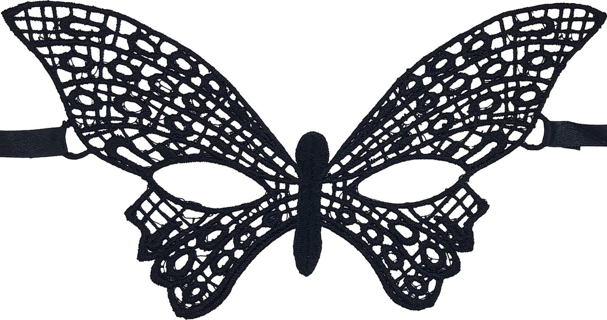 Miresa - Masker Vlinder - Gala - Venetiaans Verkleedmasker - Sexy - Zwart - Kant - MM013