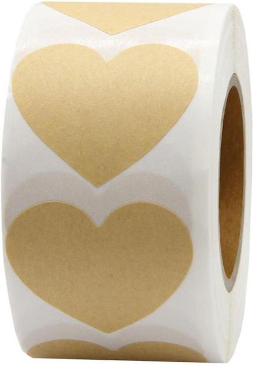 Hart stickers - 2.5CM - 50 Stuks - Bruin