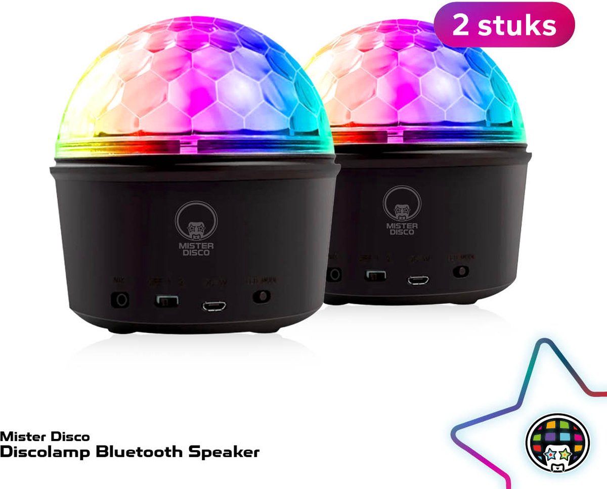   Bluetooth Speaker - LED Discobal - USB - Set van 2 stuks