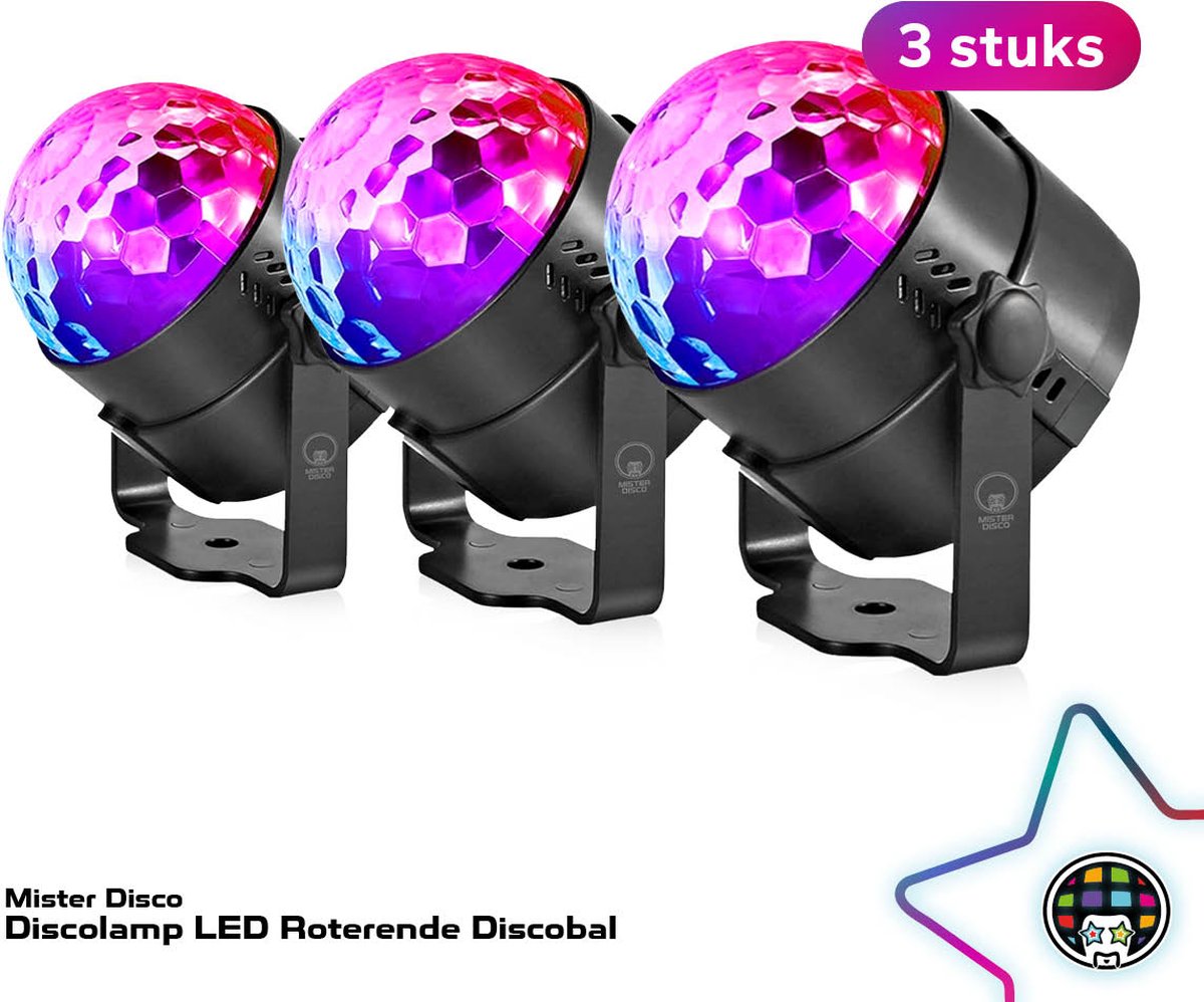   LED Roterende Discobal - Party Bol - Set van 3 Stuks