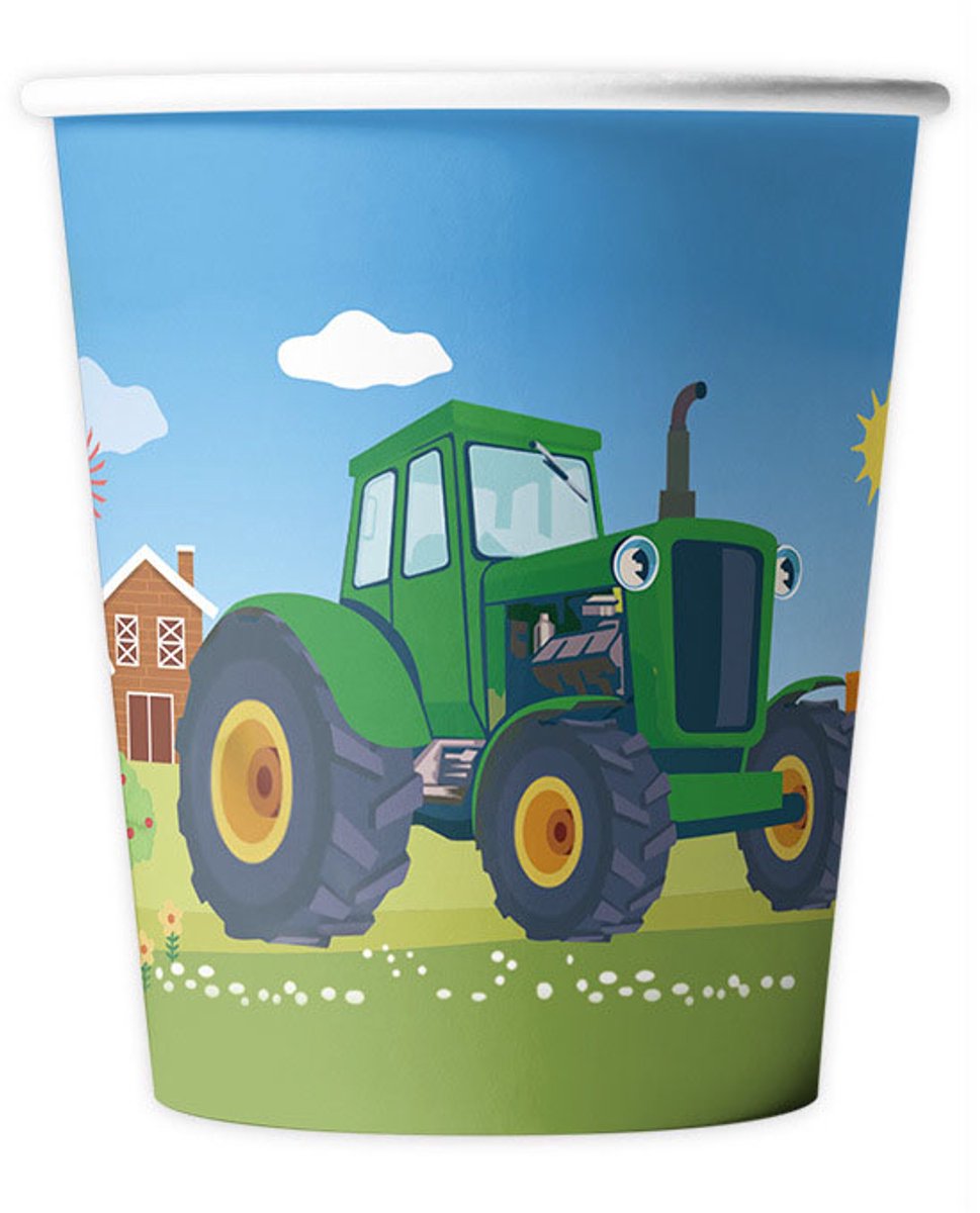 Boerderij Feestpakket – 71-delig – Tractor Thema – Borden, Bekers, Servetten, Tafelkleed & Bestek – Kinderfeest Wegwerp Servies
