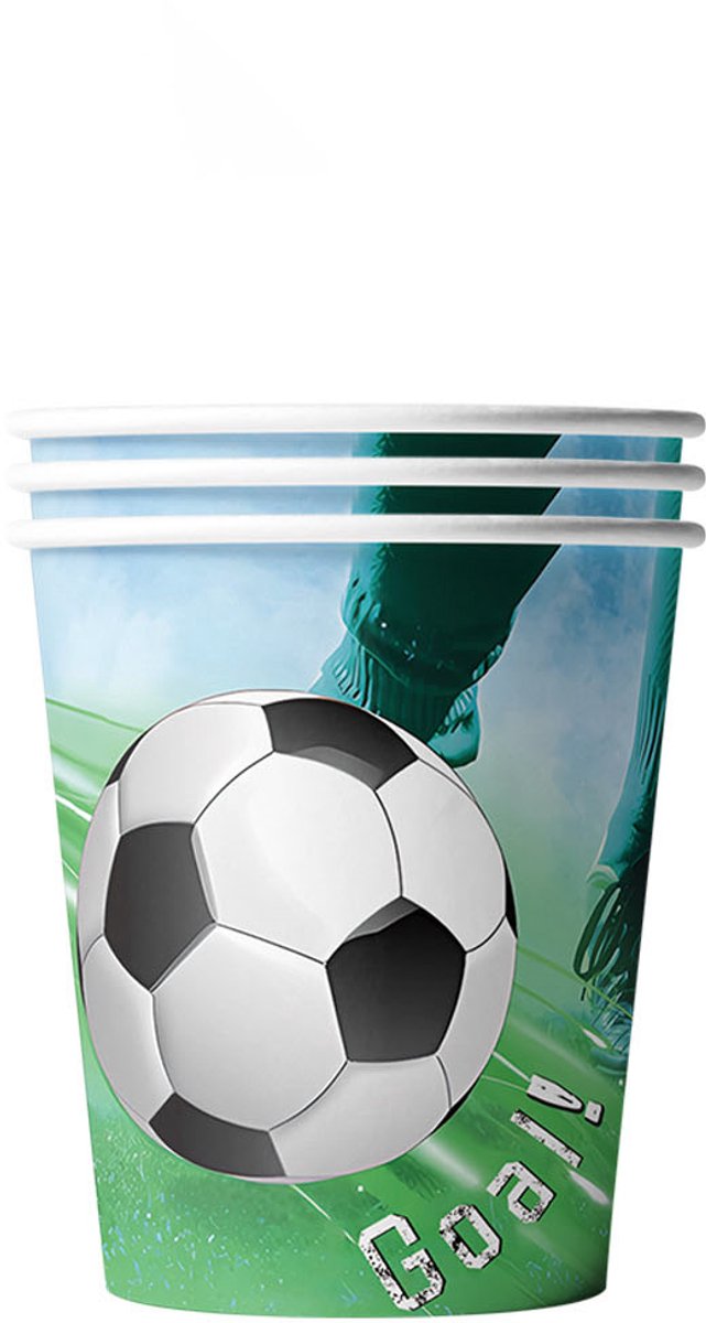 Voetbal Feestversiering Set – Servies & Tafeldecoratie – Bordjes, Bekers, Servetten, Bestek & Tafelkleed – 70-delig