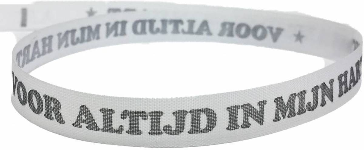 Herdenkings Lint Rol 43 m - Voor altijd in mij hart - Wit