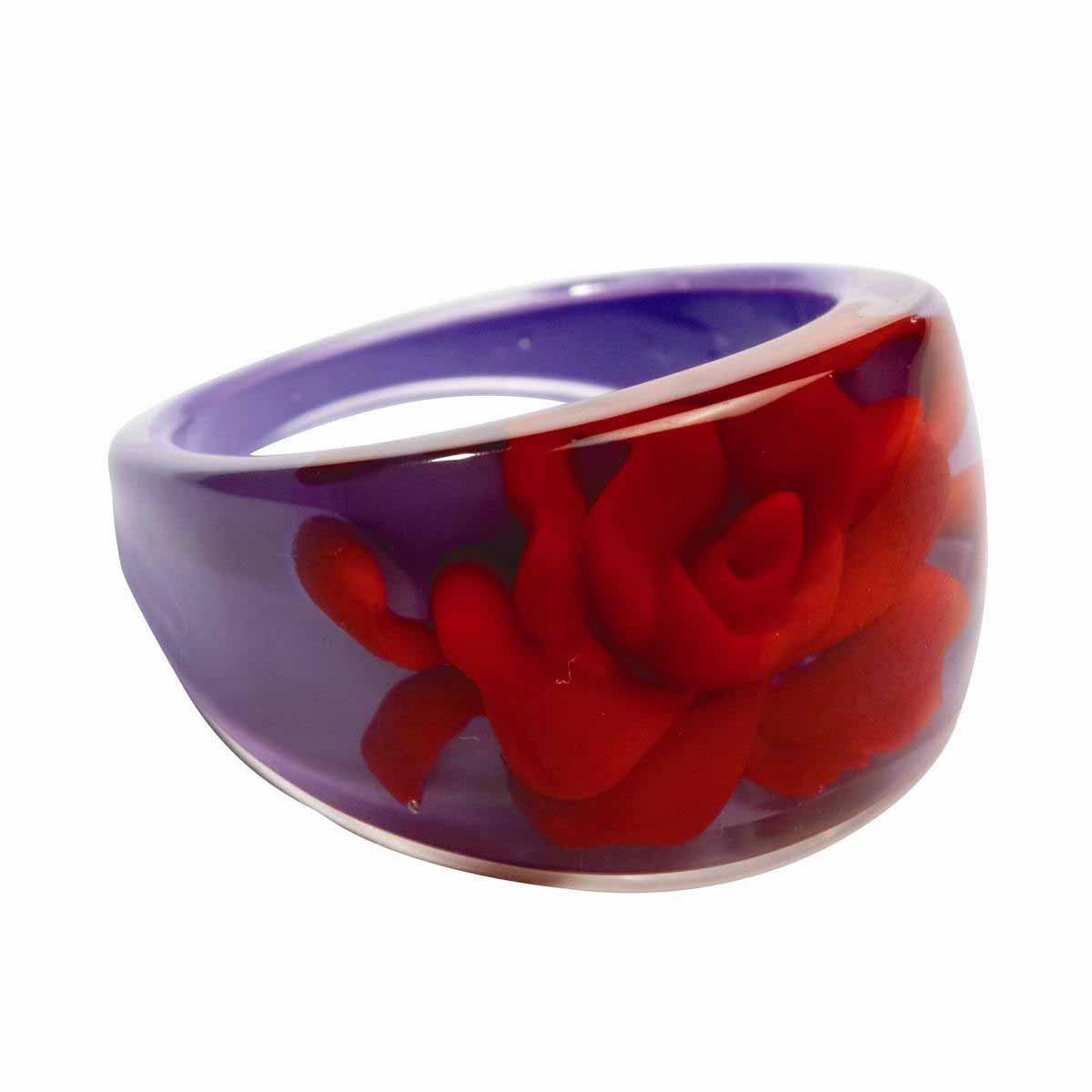 MixMamas Ring - Berry Bold - Trendy Acryl Ring met Roos – Paars / Rood - Lichtgewicht - Nikkelvrij