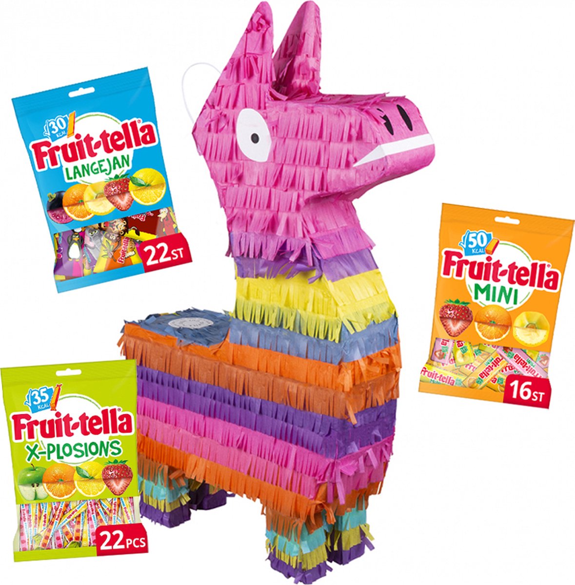 Piñata lama met Fruit-tella snoep - X-Plosions - Mini - Lange Jan - ca. 600g