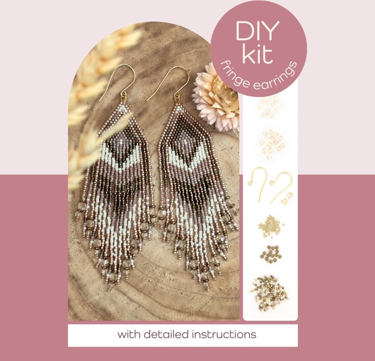DIY pakket fringe oorbellen maken - Beige goud