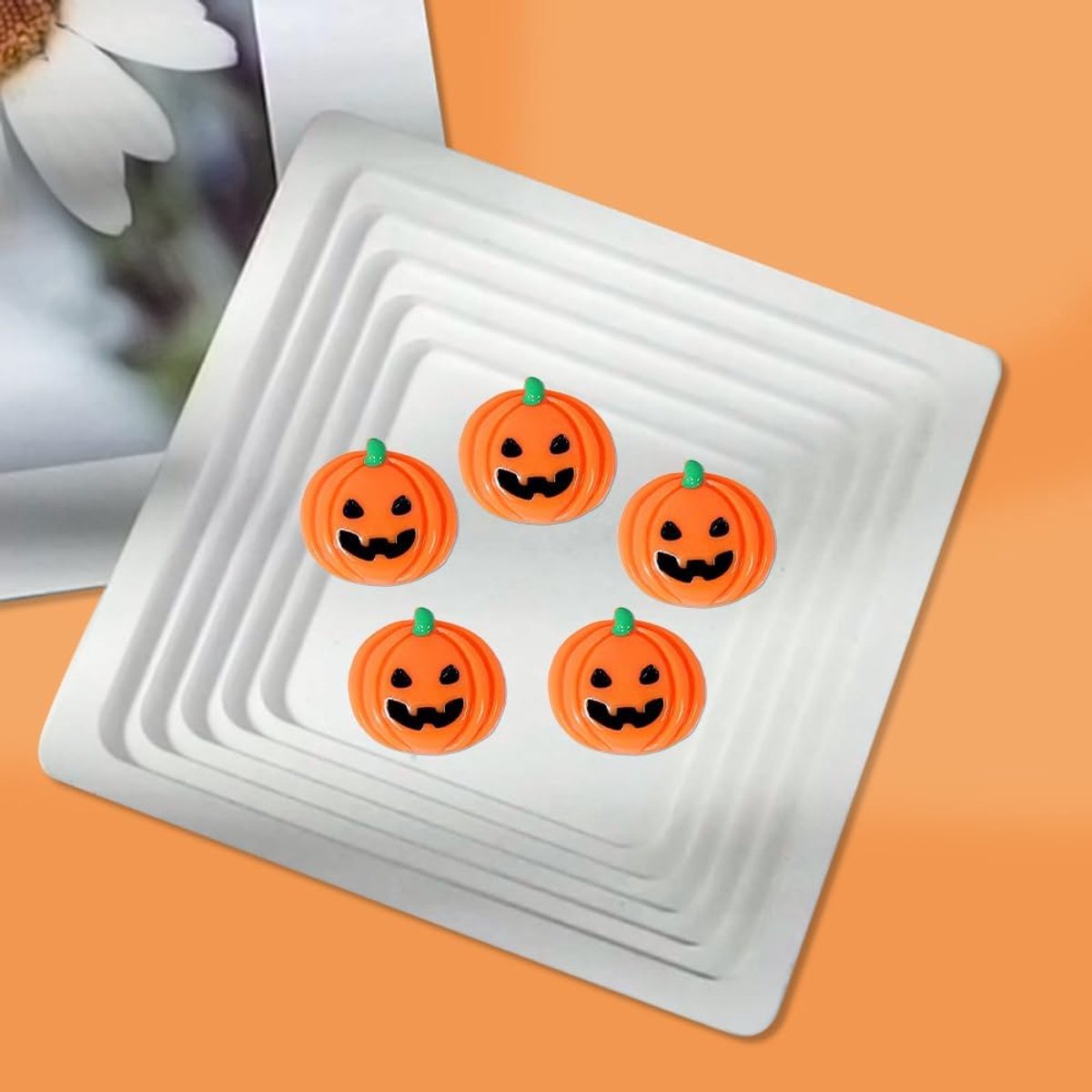 Mmgoqqt - 10 leuke Halloween-feestbenodigdheden voor binnendecoraties - smileygezichten - kleine pompoenen