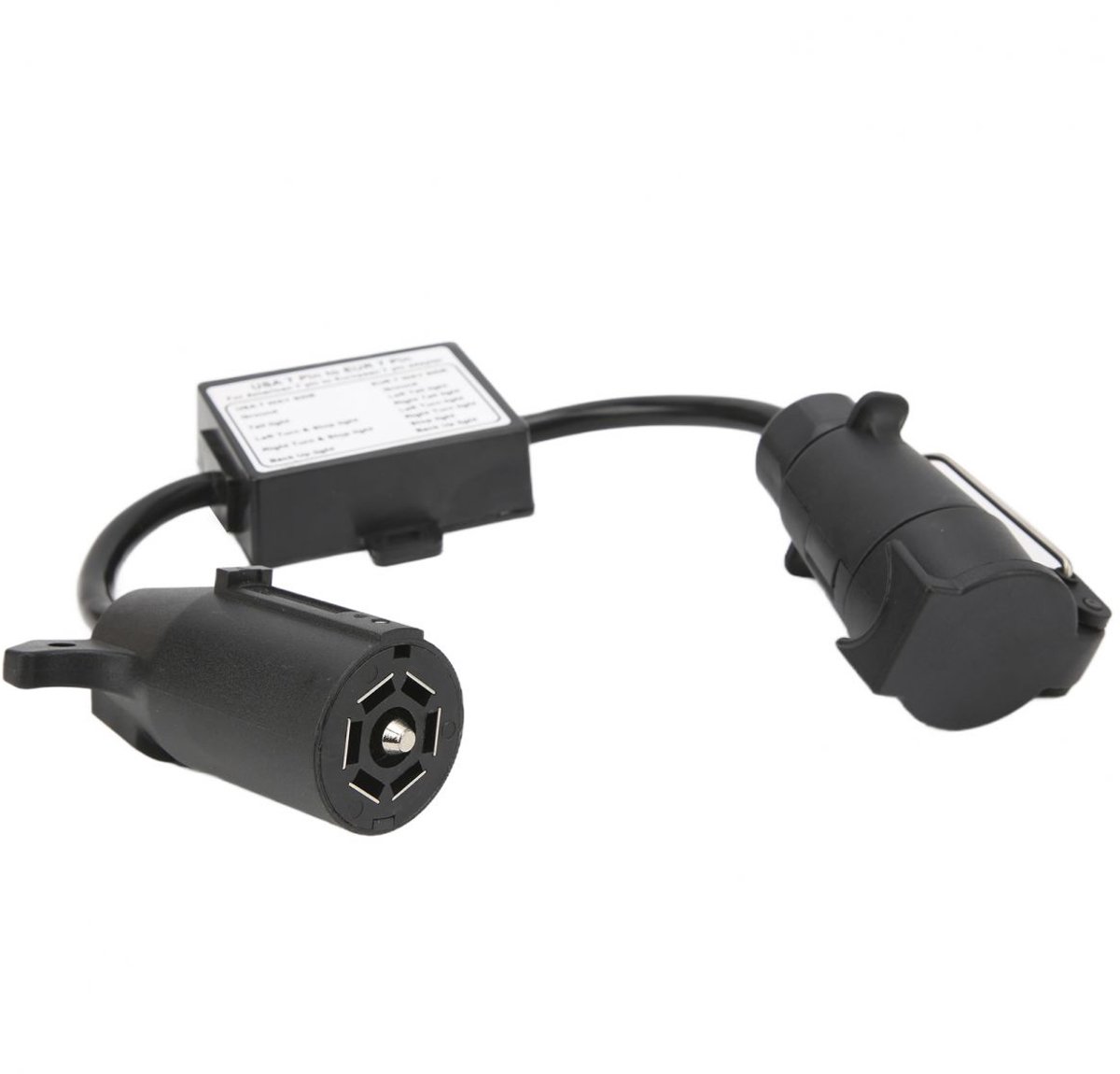 Mmgoqqt - Aanhangwagenconnector US 7-pins blad naar Euro 7-pins rond - Voor caravans- boten en fietsendragers