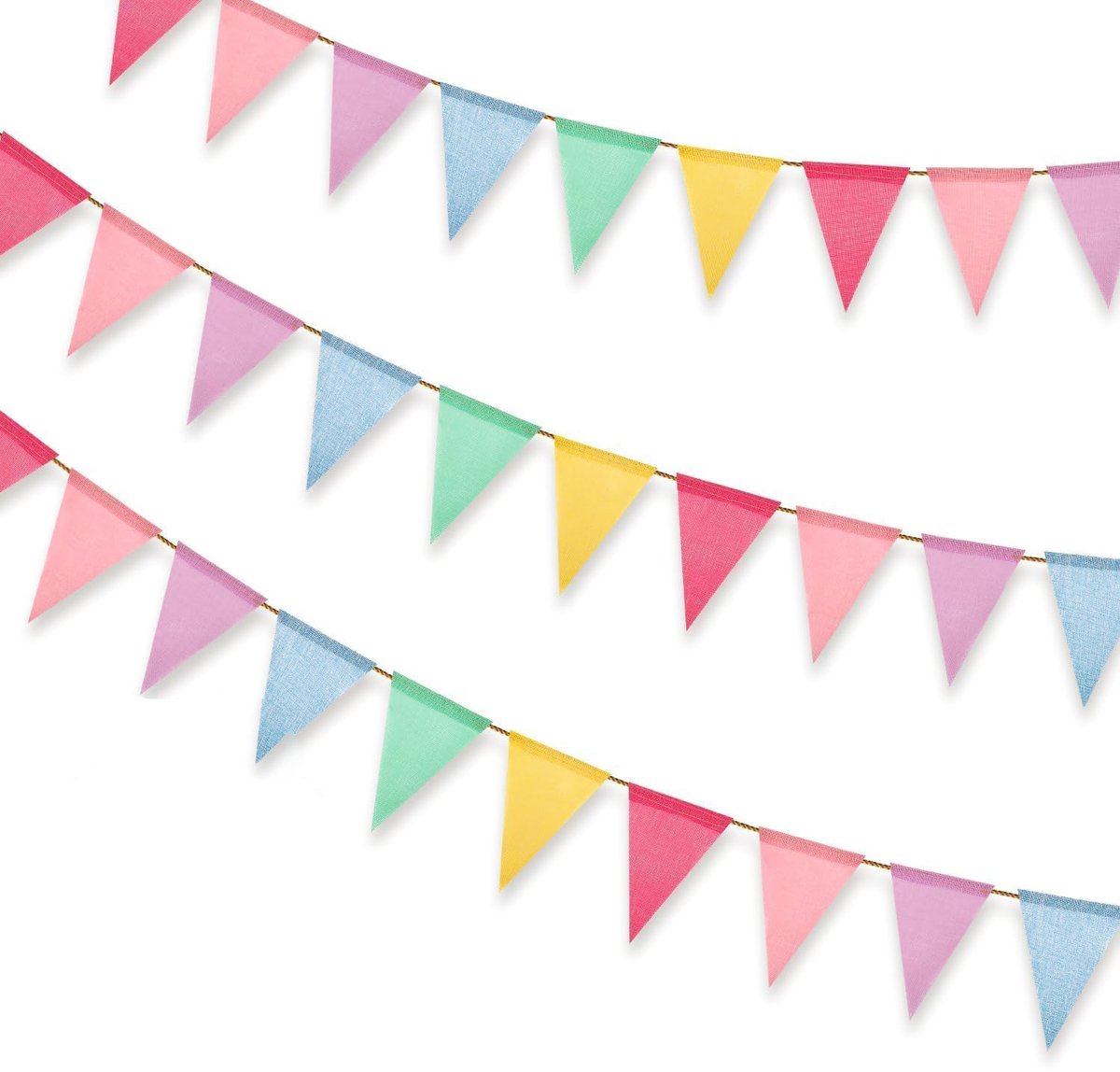 Mmgoqqt - Buitenwaterdichte Vlaggen - 3-Set - Kleurrijk - Herbruikbaar - Voor Feest, School & Speelhuizen - 36 Vlaggen + 3 Touwen