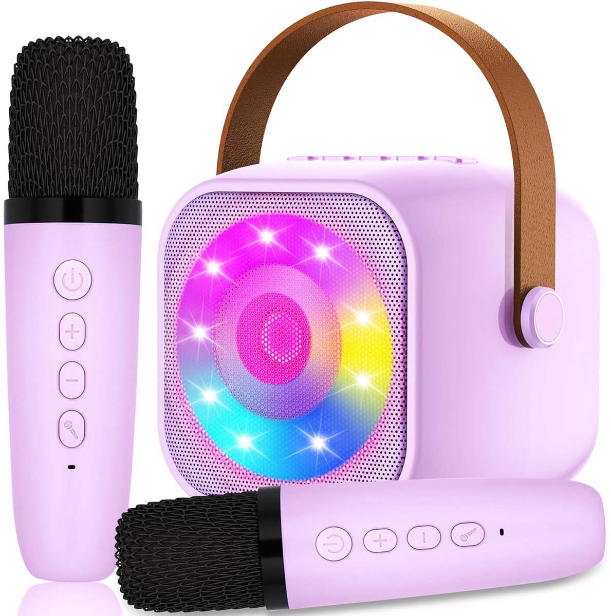Mmgoqqt - Kindere Karaoke Machine - 2 Wireless Microfoons - 3-12 Jaar Meisjes - Cadeau Voor Verjaardag Kerst - Duidelijke Geluidskwaliteit-Paars