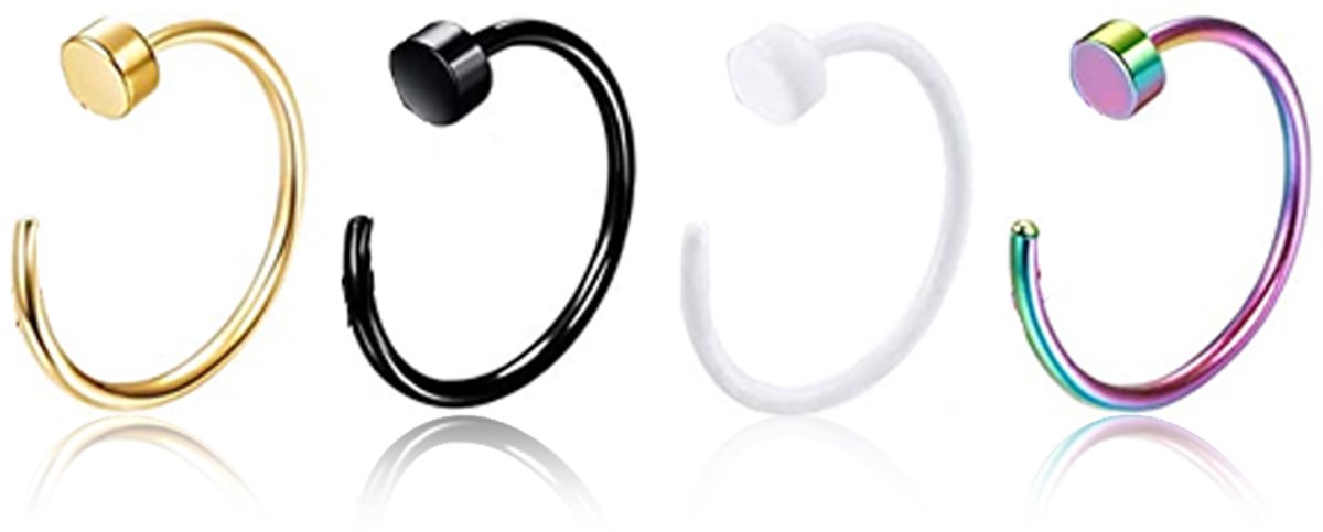 Mmgoqqt-4 stuks neuspiercings en neusringen van roestvrij staal - sieraden