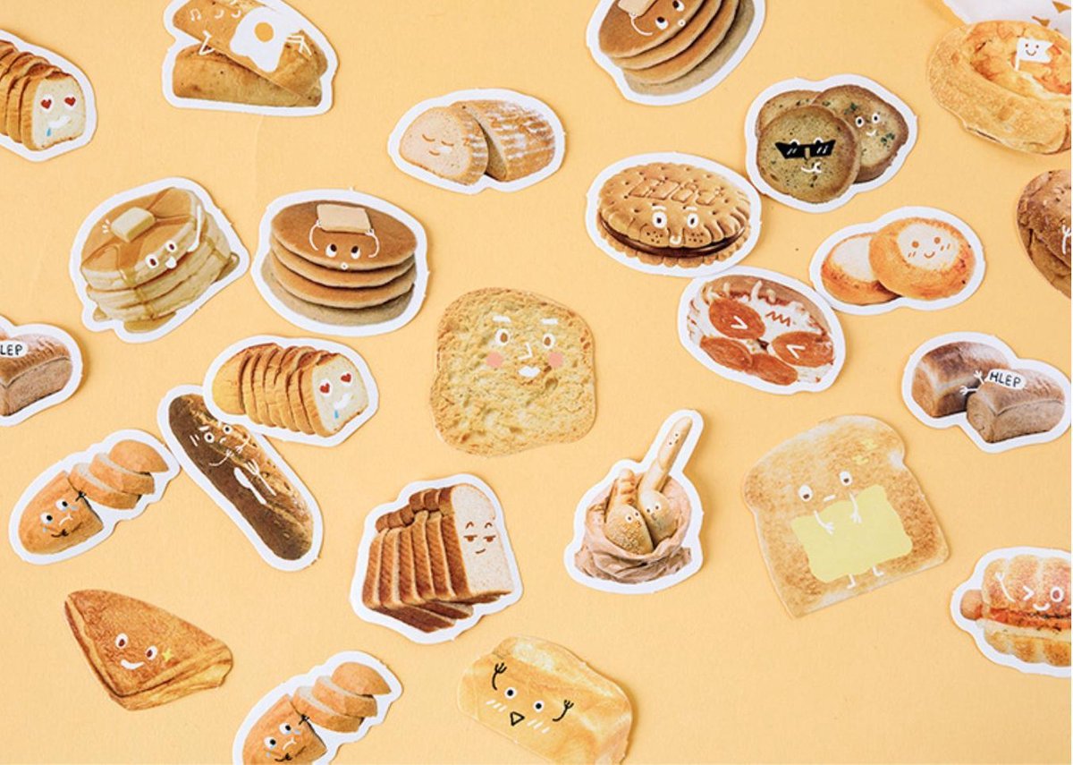 Bullet Journal Stickers - Planner Agenda Stickers - 46 Stuks - Brood - Bakery - Bakken - Ontbijt - Lekkernij - Scrapbook stickers - Laptop stickers - Telefoon stickers - Bujo stickers - Stickers volwassenen en kinderen