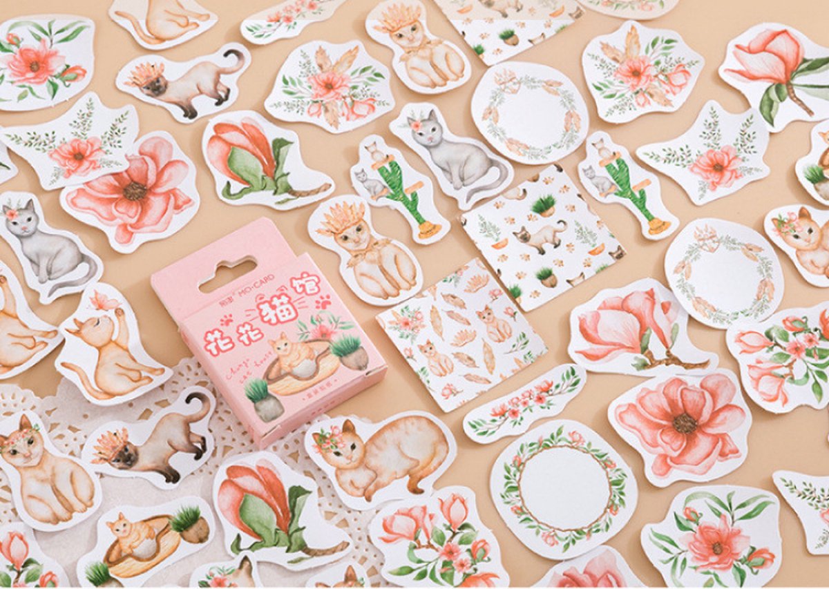 Bullet Journal Stickers - Planner Agenda Stickers - 46 Stuks - Cats - House Plants - Planten - Bloemen - Katten - Scrapbook stickers - Stickervellen - Laptop stickers - Telefoon stickers - Bujo stickers - Stickers volwassenen en kinderen