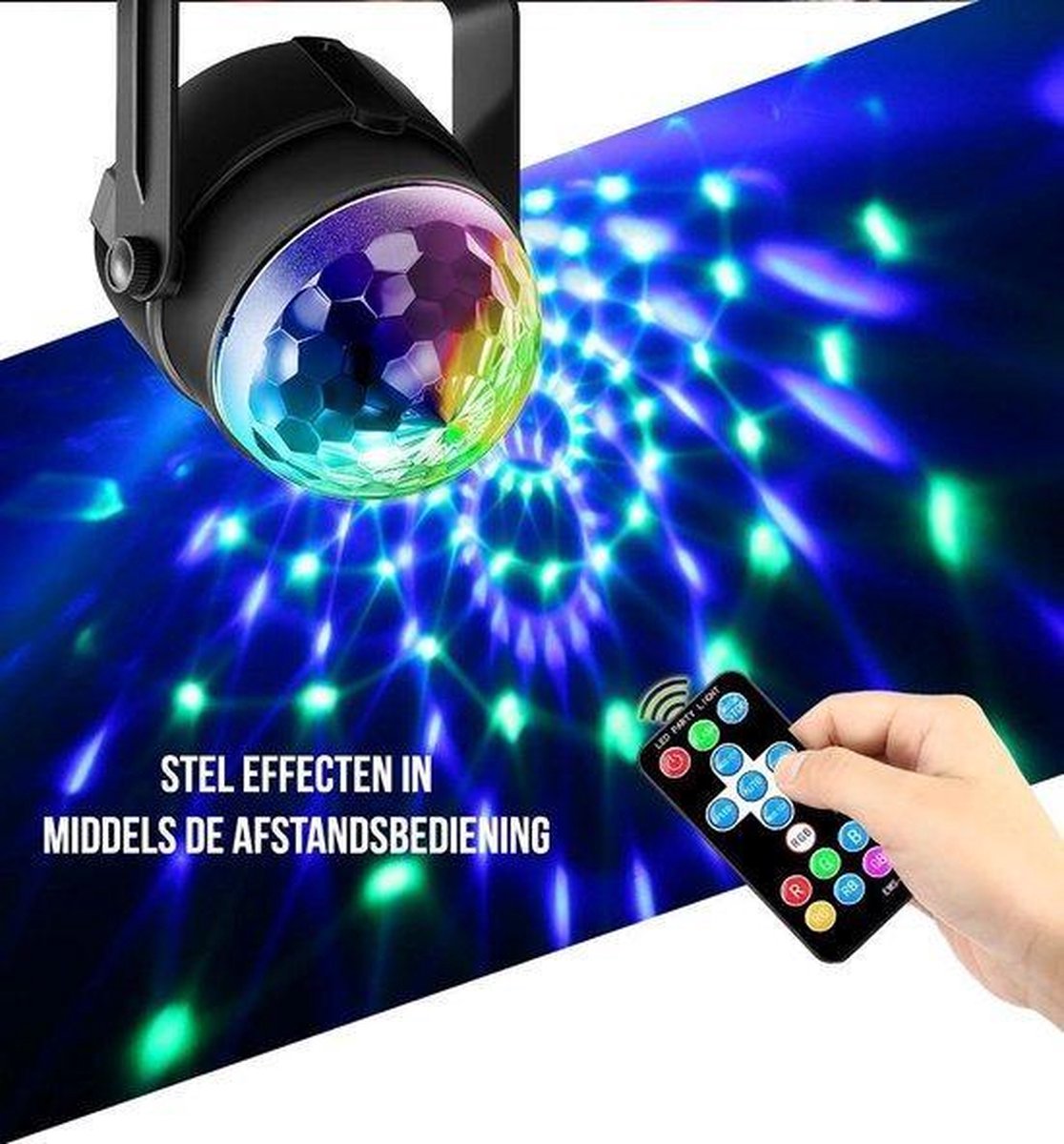   Roterende LED   met Afstandsbediening en Muziekgestuurd - Kinderen/Volwassenen -   met 10 standen - Disco en Feest Licht op Geluid met 51 LEDs - Discobal - Discoverlichting - Feestverlichting