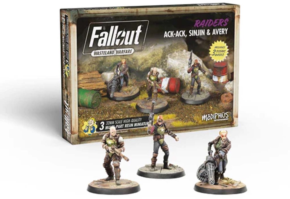 Fallout: Wasteland Warfare - Ack Ack, Sinjin & Avery - Uitbreiding - Modiphius Entertainment - Ongeschilderd