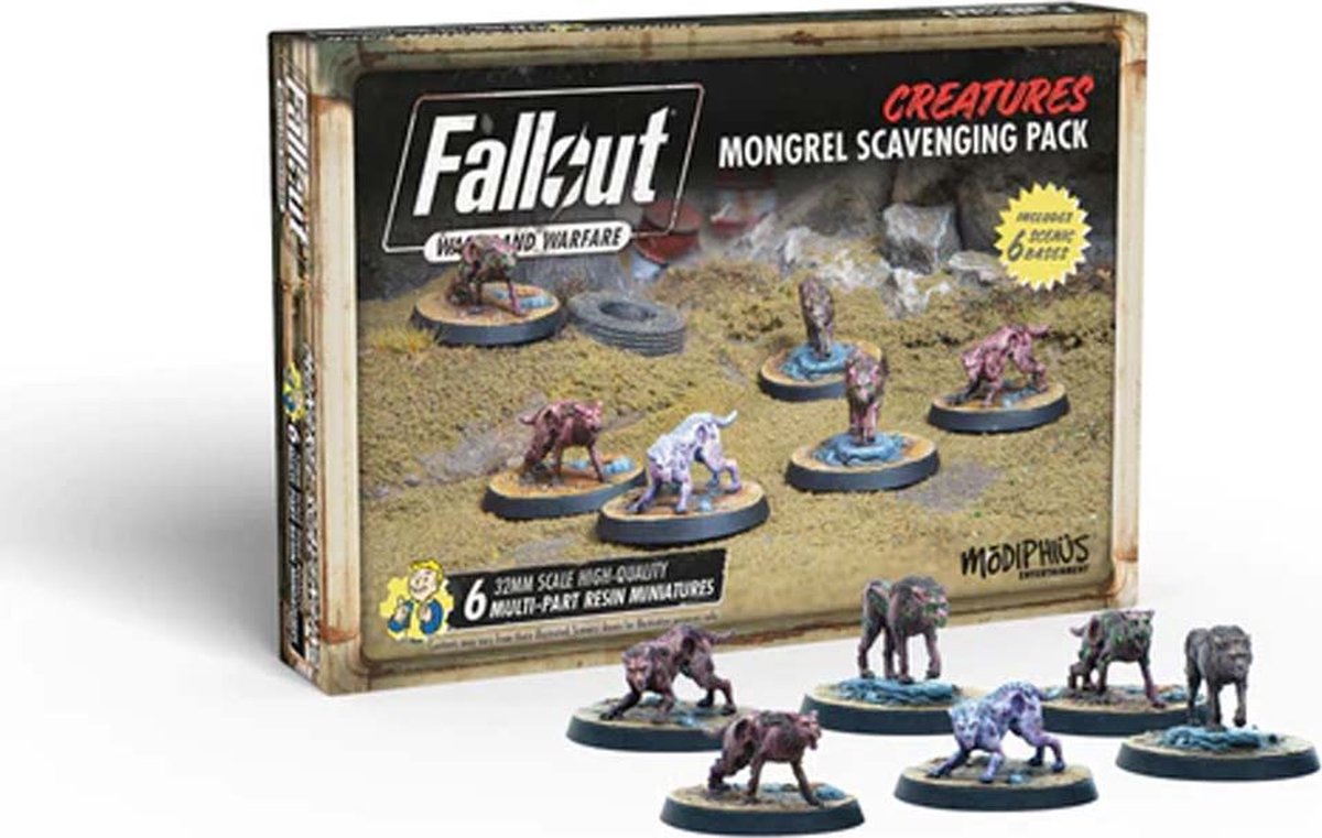 Fallout: Wasteland Warfare - Creatures: Mongrel Scavenging Pack - Uitbreiding - Modiphius Entertainment - Ongeschilderd