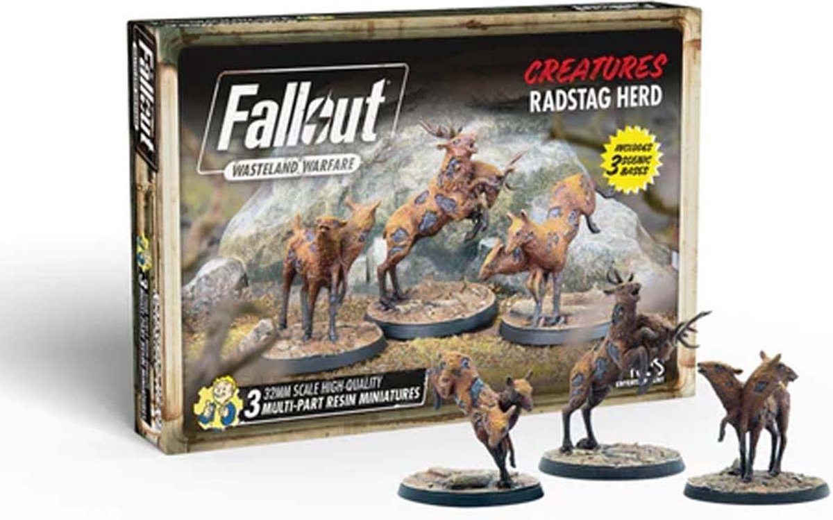Fallout: Wasteland Warfare - Creatures: Radstag Herd - Uitbreiding - Modiphius Entertainment - Ongeschilderd