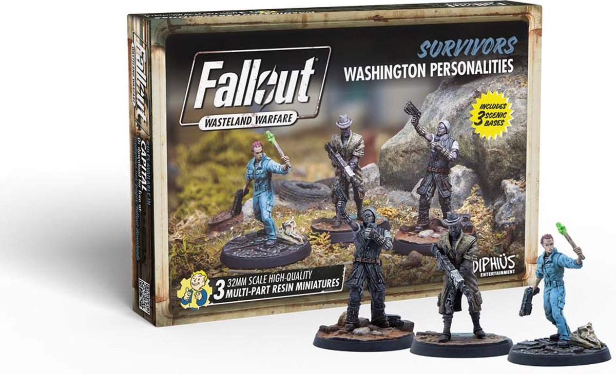 Fallout: Wasteland Warfare - Survivors: Washington Personalities - Uitbreiding - Modiphius Entertainment - Ongeschilderd