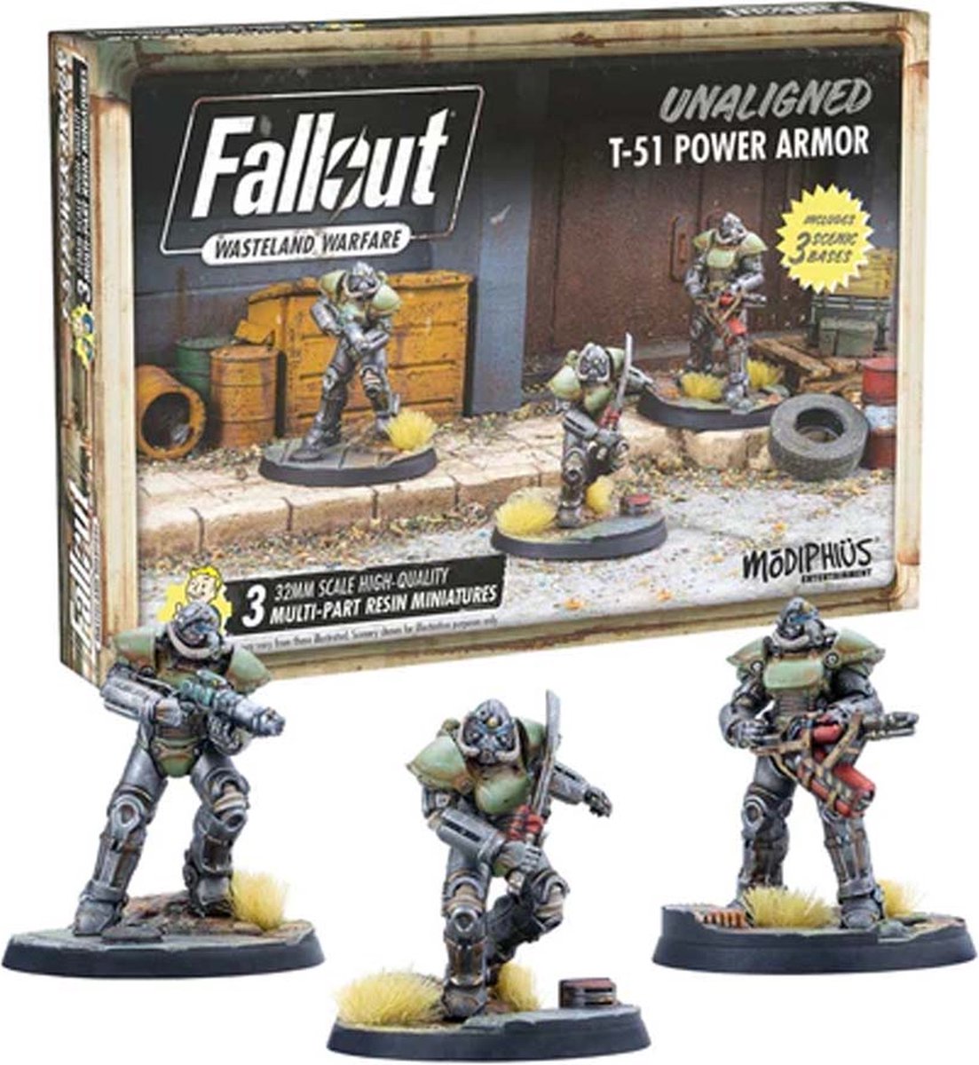 Fallout: Wasteland Warfare - Unaligned: T-51 Power Armour - Uitbreiding - Modiphius Entertainment - Ongeschilderd